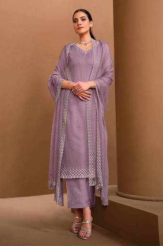 Women's Chiffon Siroski work Kurta Palazzo Set with Dupatta