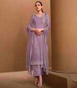 Women's Chiffon swarovski work Kurta Palazzo Set with Dupatta