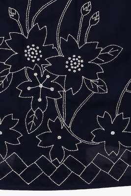 Floral Geo Embroidery Navy Blue Abaya 5