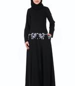 Floral Embellished Flared Nida Abaya