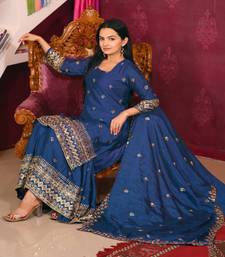 Heavy Chinon Suit With Sequence Embroidered Work