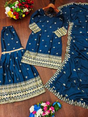 Heavy Chinon Suit With Sequence Embroidered Work 4