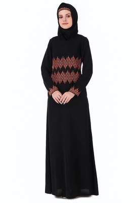 Graphic Stripe Embroidery A-Line Abaya 3