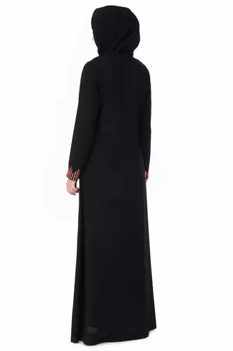 Graphic Stripe Embroidery A-Line Abaya