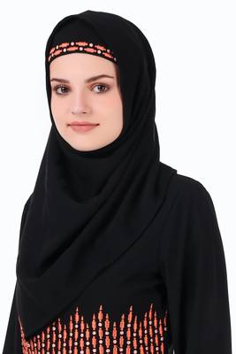 Graphic Stripe Embroidery A-Line Abaya 7