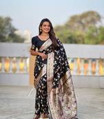 Soft Silk Blend saree with zari weaving meenakari design