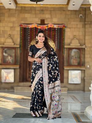 Soft Silk Blend saree with zari weaving meenakari design 2
