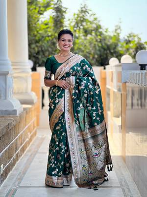 Soft Silk Blend saree with zari weaving meenakari design 1