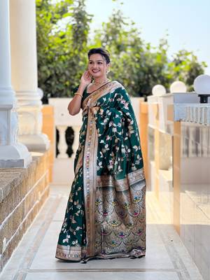 Soft Silk Blend saree with zari weaving meenakari design 3