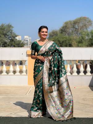 Soft Silk Blend saree with zari weaving meenakari design 4