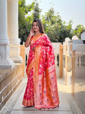 Soft Silk Blend saree with zari weaving meenakari design 2