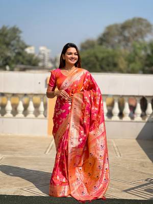 Soft Silk Blend saree with zari weaving meenakari design 4