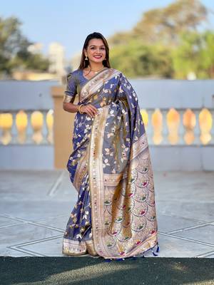 Soft Silk Blend saree with zari weaving meenakari design 3