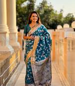 Soft Silk Blend saree with zari weaving meenakari design