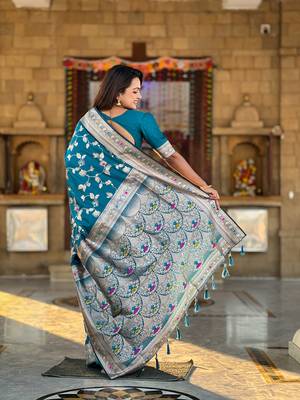 Soft Silk Blend saree with zari weaving meenakari design 2