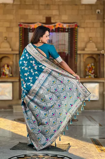Soft Silk Blend saree with zari weaving meenakari design