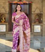 Soft Silk Blend saree with zari weaving meenakari design