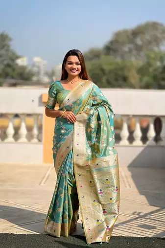Soft Silk Blend saree with zari weaving meenakari design