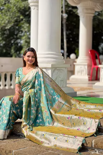 Soft Silk Blend saree with zari weaving meenakari design