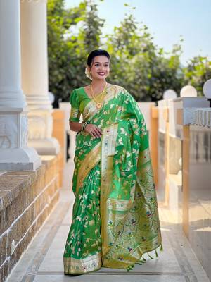 Soft Silk Blend saree with zari weaving meenakari design 1