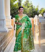 Soft Silk Blend saree with zari weaving meenakari design
