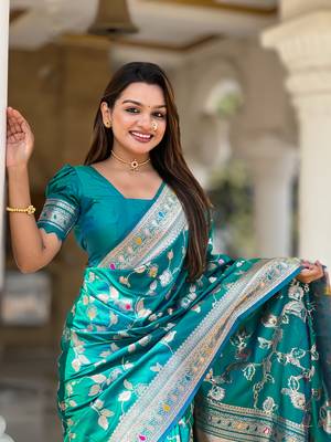 Soft Silk Blend saree with zari weaving meenakari design 4