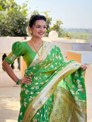 Soft Silk Blend saree with zari weaving meenakari design 3