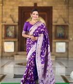 Soft Silk Blend saree with zari weaving meenakari design