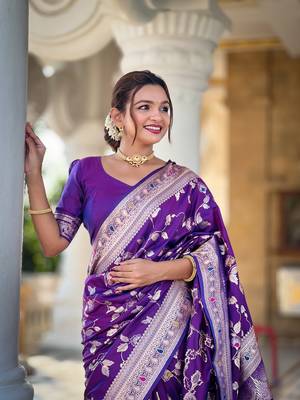 Soft Silk Blend saree with zari weaving meenakari design 2