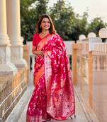 Soft Silk Blend saree with zari weaving meenakari design