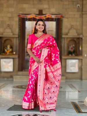 Soft Silk Blend saree with zari weaving meenakari design 2