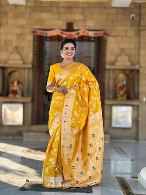 Soft Silk Blend saree with zari weaving meenakari design 1