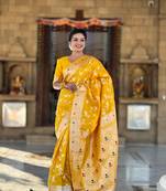 Soft Silk Blend saree with zari weaving meenakari design