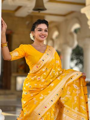 Soft Silk Blend saree with zari weaving meenakari design 3