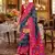 dark blue polyester viscose silk blend patola printed saree