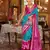 turquoise blue polyester viscose silk blend patola printed saree