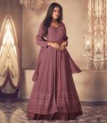 Dark Rose Gold Georgette Sequins Embroidered Wedding Wear Skirt Kameez