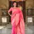 Pink soft Silk Blend saree with zari weaving meenakari design