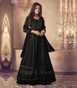 Black Georgette Sequins Embroidered Wedding Wear Skirt Kameez