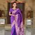 Violet soft Silk Blend saree with zari weaving meenakari design