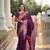 Wine soft banarasi silk saree with zari weaving meenakari design