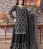 Heavy Chinon Suit With Sequence Embroidered Work