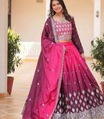 pink Designer chinnon silk lehenga choli with dupatta