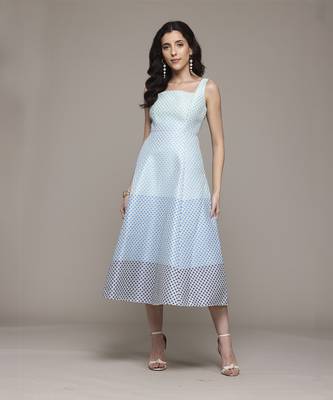 Blue eloise jacquard long dress by label ritu kumar 1