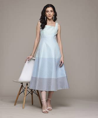 Blue eloise jacquard long dress by label ritu kumar 2