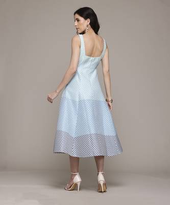 Blue eloise jacquard long dress by label ritu kumar 3