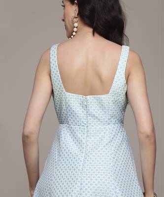 Blue eloise jacquard long dress by label ritu kumar 4