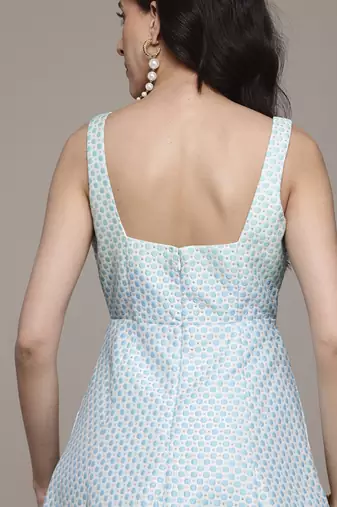 Blue eloise jacquard long dress by label ritu kumar