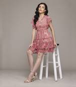 Pink maritza short dress by label ritu kumar