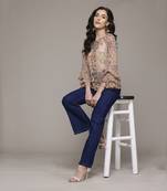 Yellow maritza printed top with camisole by label ritu kumar